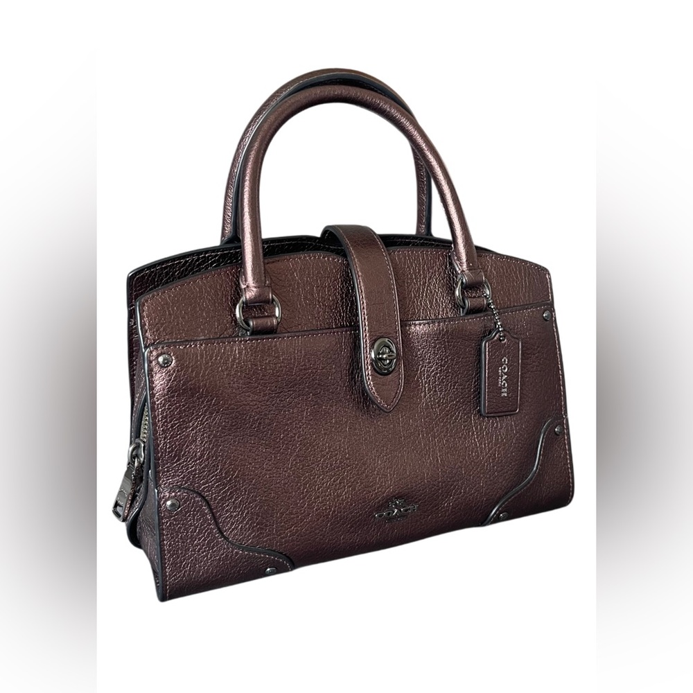 Coach Grain Leather Metallic Mercer 24 Satchel